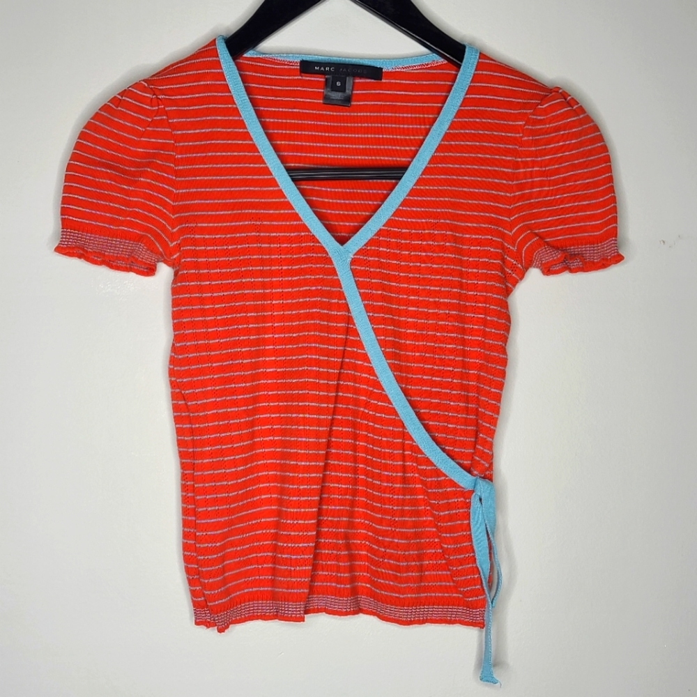 Marc Jacob's Sweater Top Small 100% Cotton Wrap Around